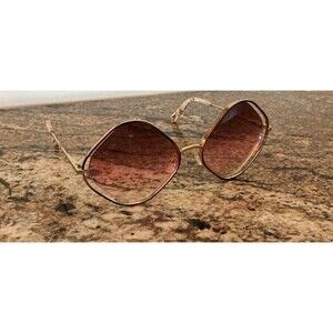 Chloe Poppy Oversized Octagon Gold Sunglasses Gradient Lens CE132S